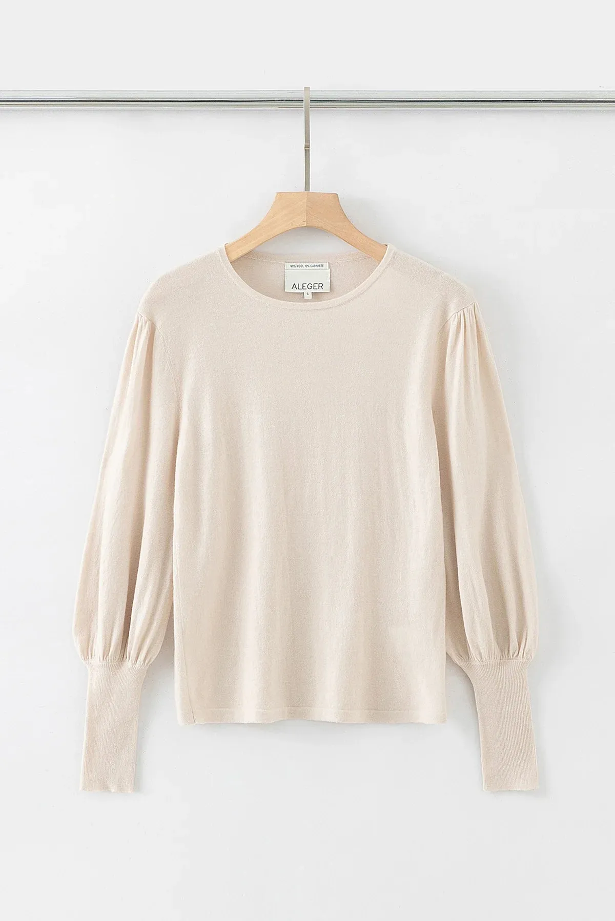 Aleger Cashmere Bell Sleeve Knit in Light Shell