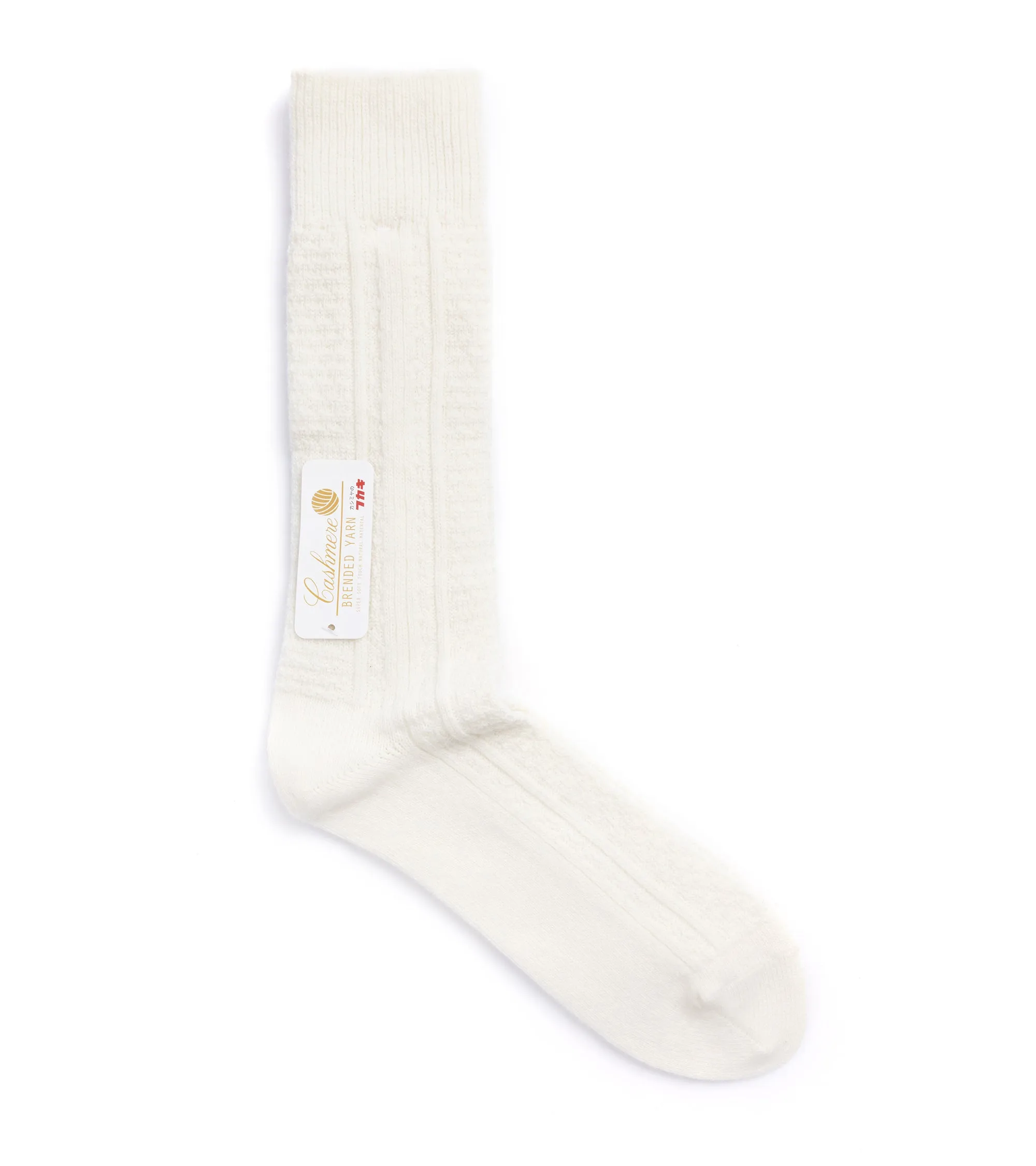 Anonymous Ism Wool Cashmere Links Crew Socks: Off White