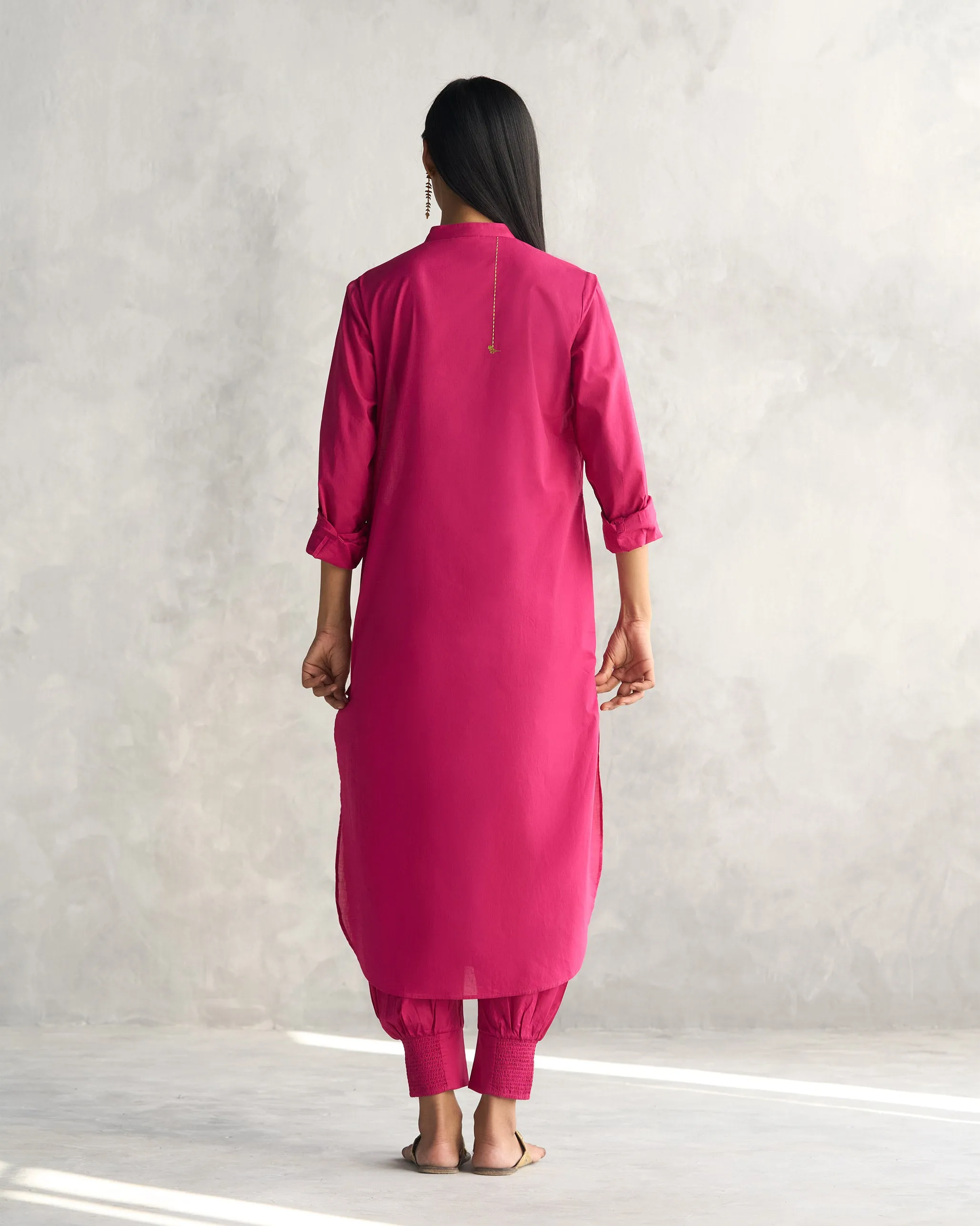 Basic Long Length Kurta - Berry