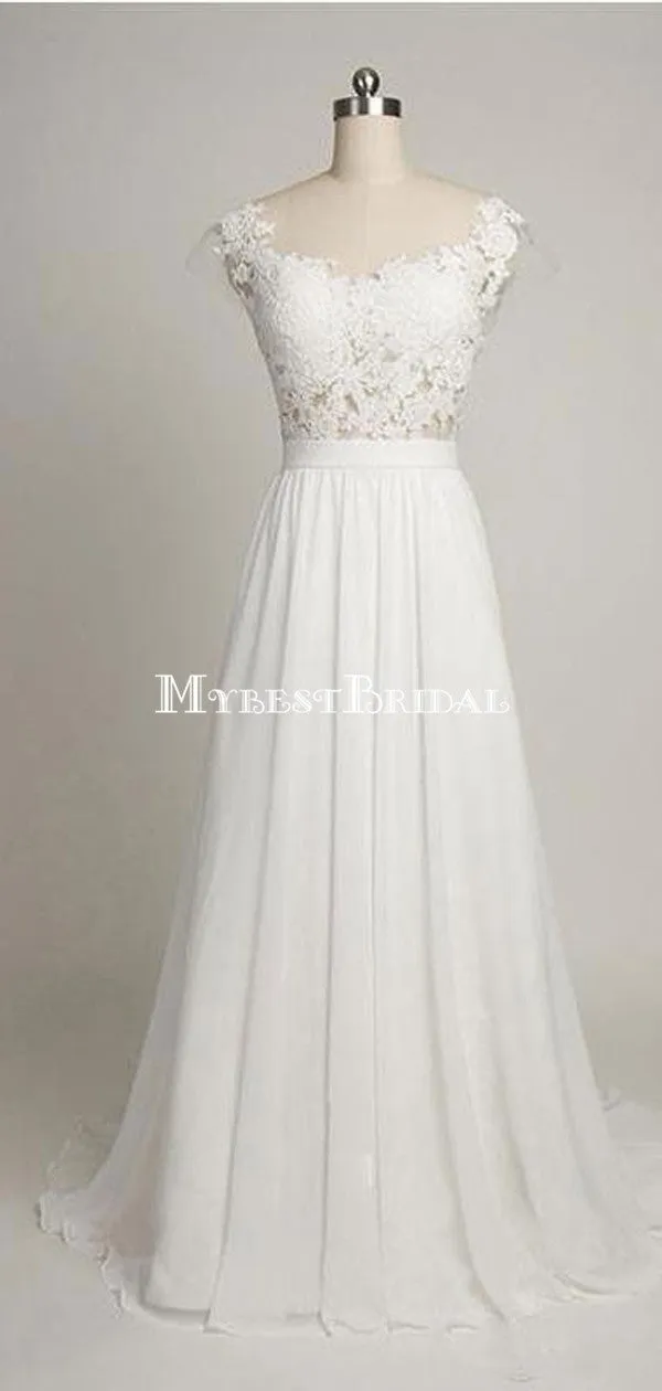 Charming Sweetheart Lace Beaded Sexy Mermaid White Chiffon Wedding Dresses, WDY0116