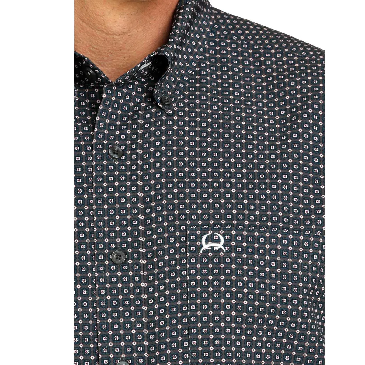 Cinch Men's ArenaFlex Geo Dot Print Short Sleeve Shirt - Charcoal