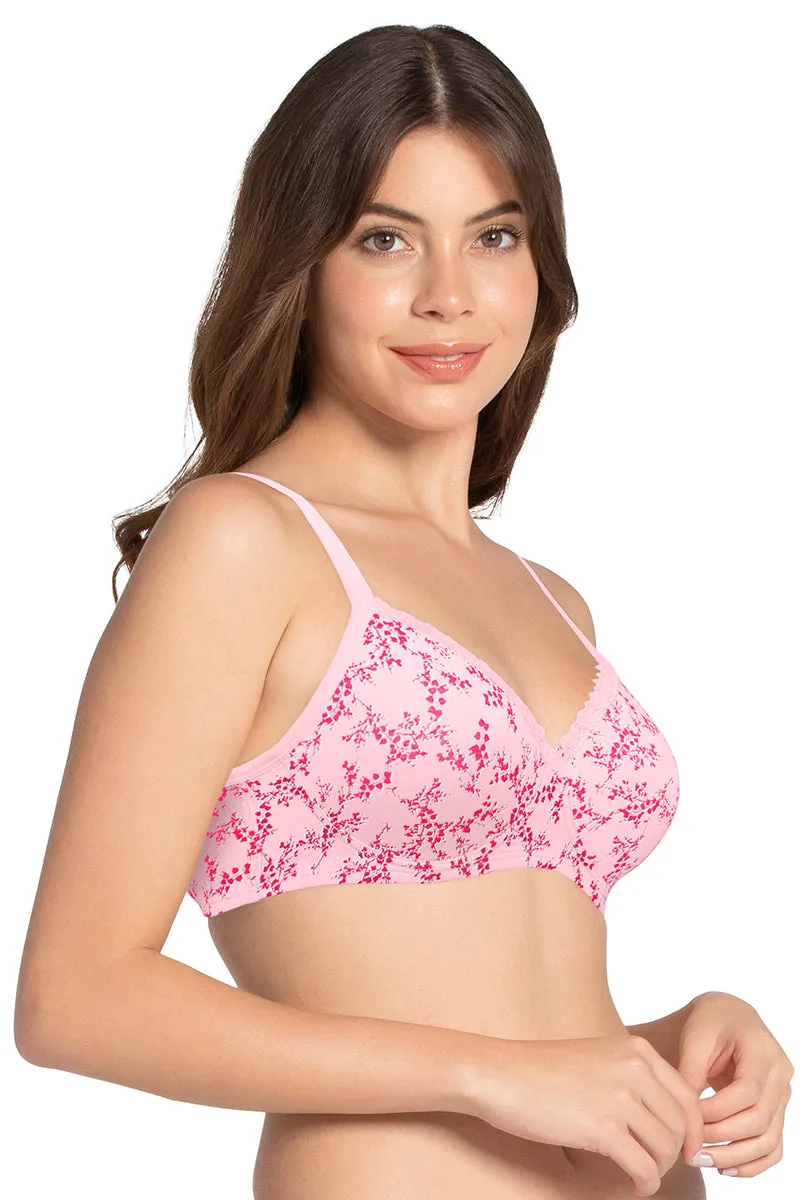 Cotton Casual Padded Non-wired Printed T-shirt Bra - Pink Nectar Pr