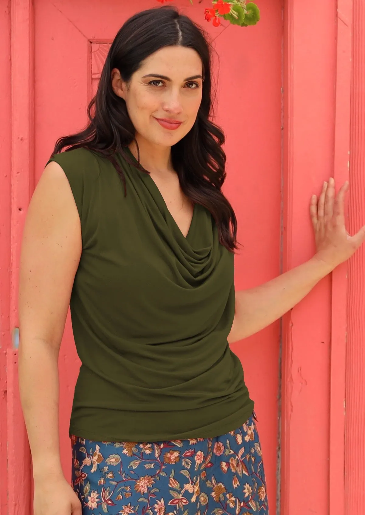 Cowl Neck Top Olive