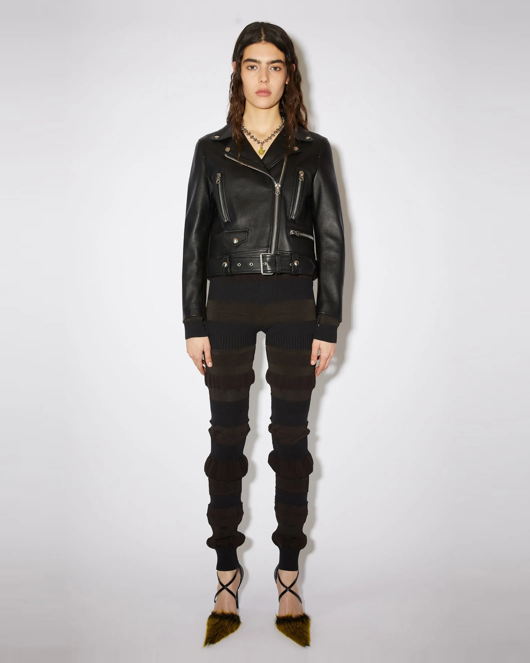 Cropped Leather Biker Jacket