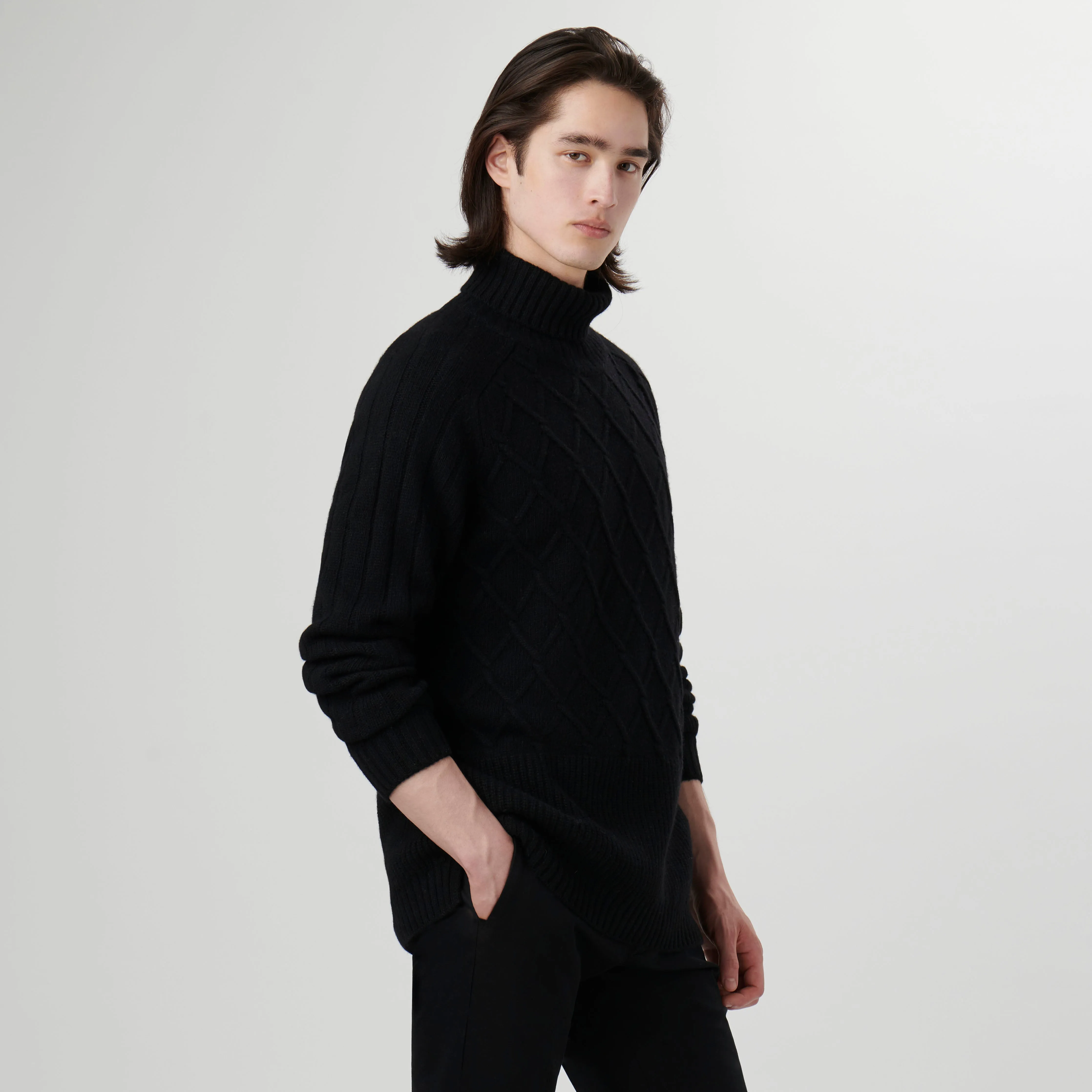 Diamond Stitch Turtleneck Sweater