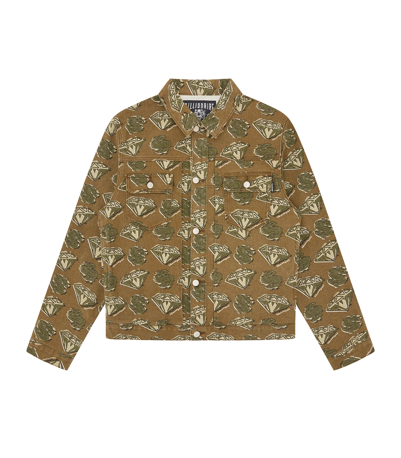 DIAMONDS & DOLLARS DENIM JACKET - KHAKI