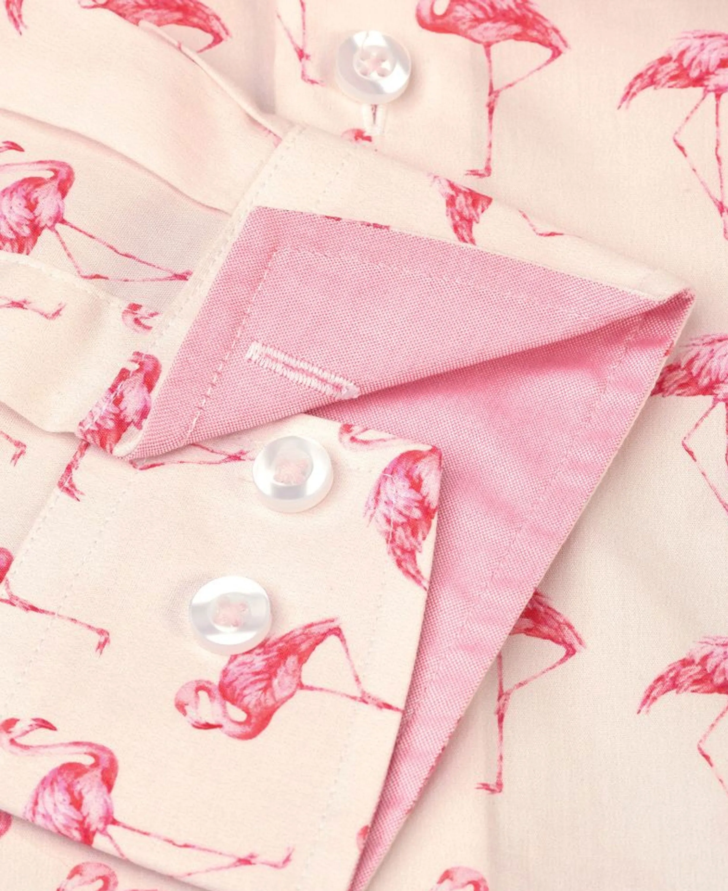 Flamingo Print Shirt - Cream