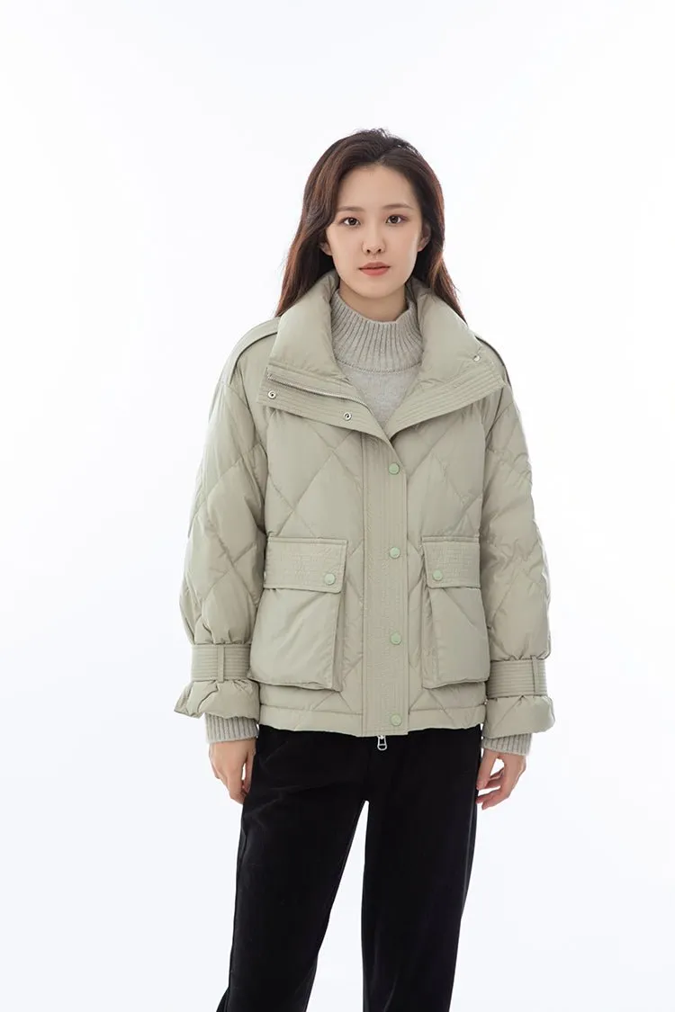 Grey Green Short Down Jacket