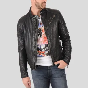 Hector Black Biker Leather Jacket