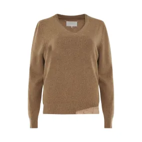 Knit Long Sleeve Pullover in Beige