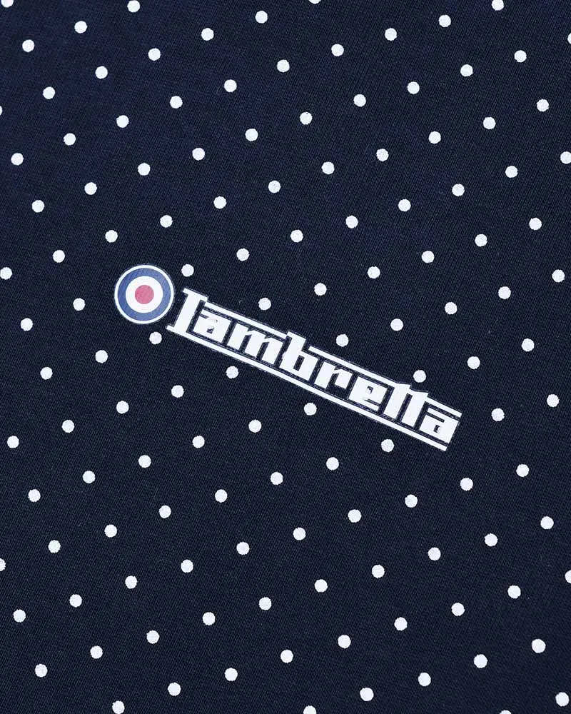 Lambretta Men's SS1323 Polkadot Polo Shirt Navy Blue