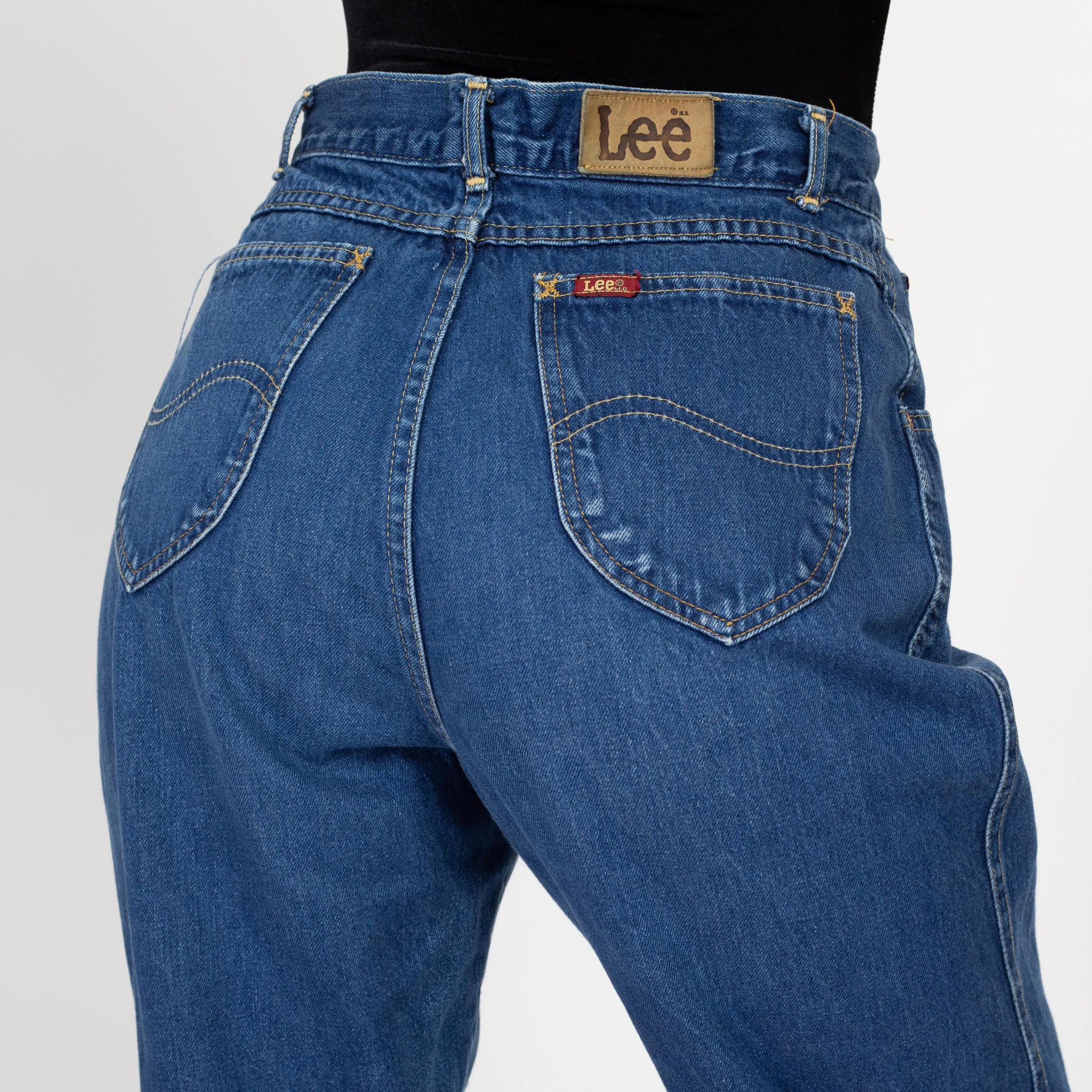 Medium 80s Lee Riders Dark Wash High Waisted Mom Jeans 28.5"