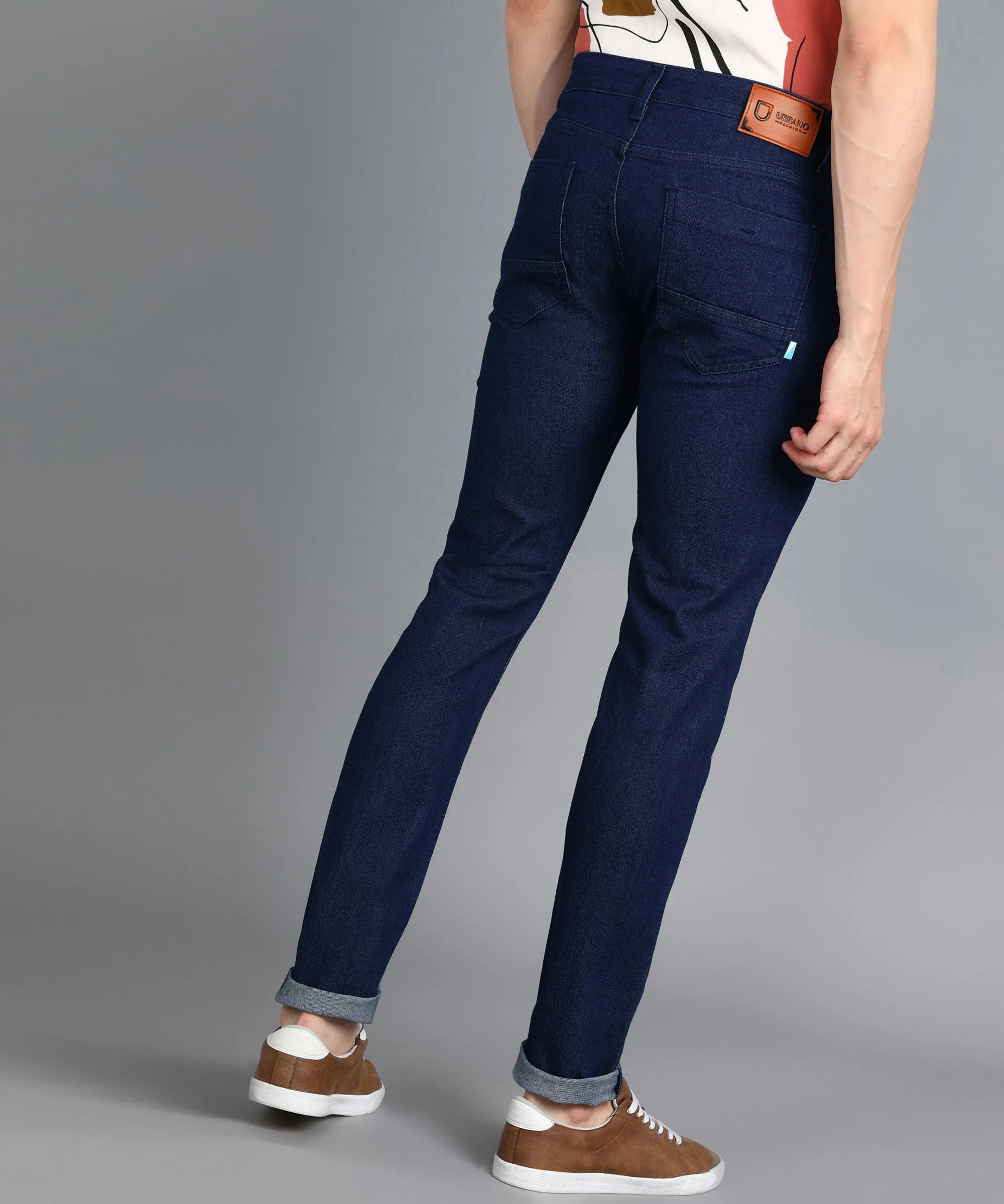 Men's Navy Slim Fit Washed Jeans Stretchable