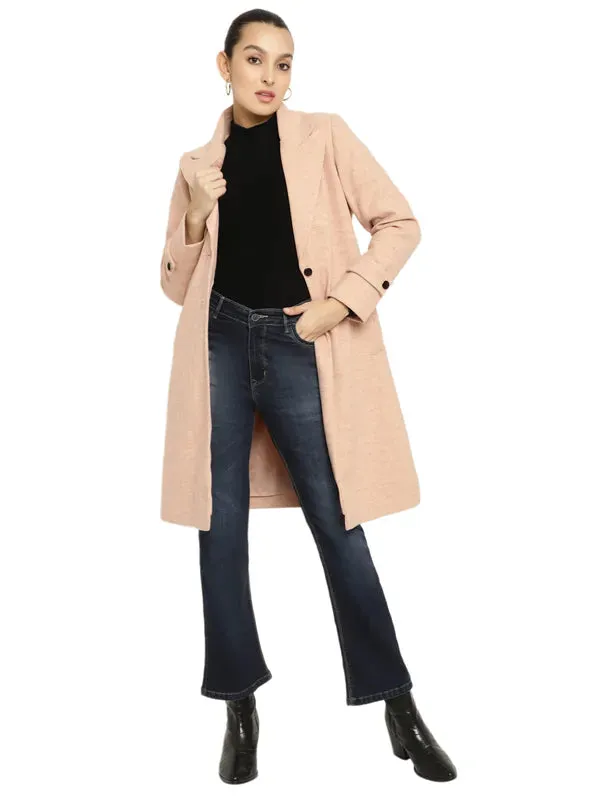 Mettle Women Notched Lapel Knee-Length Overcoats