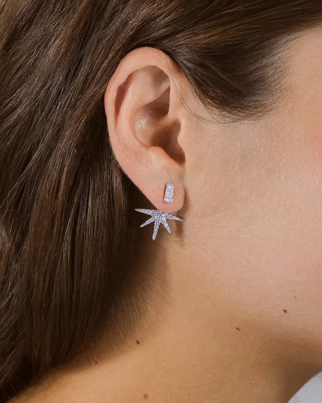 Sparkling Pave Burst Ear Jackets with Elegant Design - Dazzling Fashion Earrings for Every Occasion