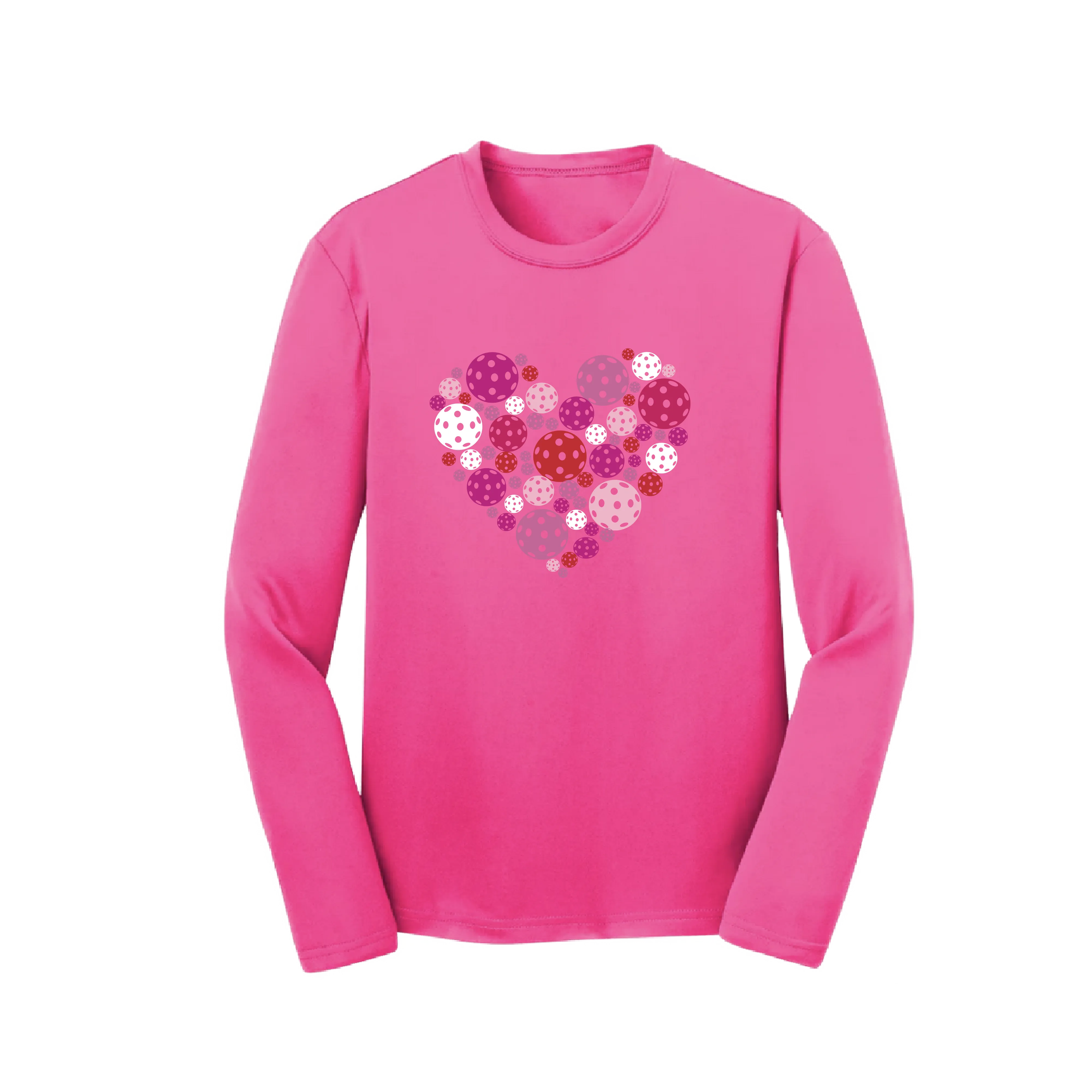 Pickleball Heart | Youth Long Sleeve Athletic Pickleball Shirt | 100% Polyester