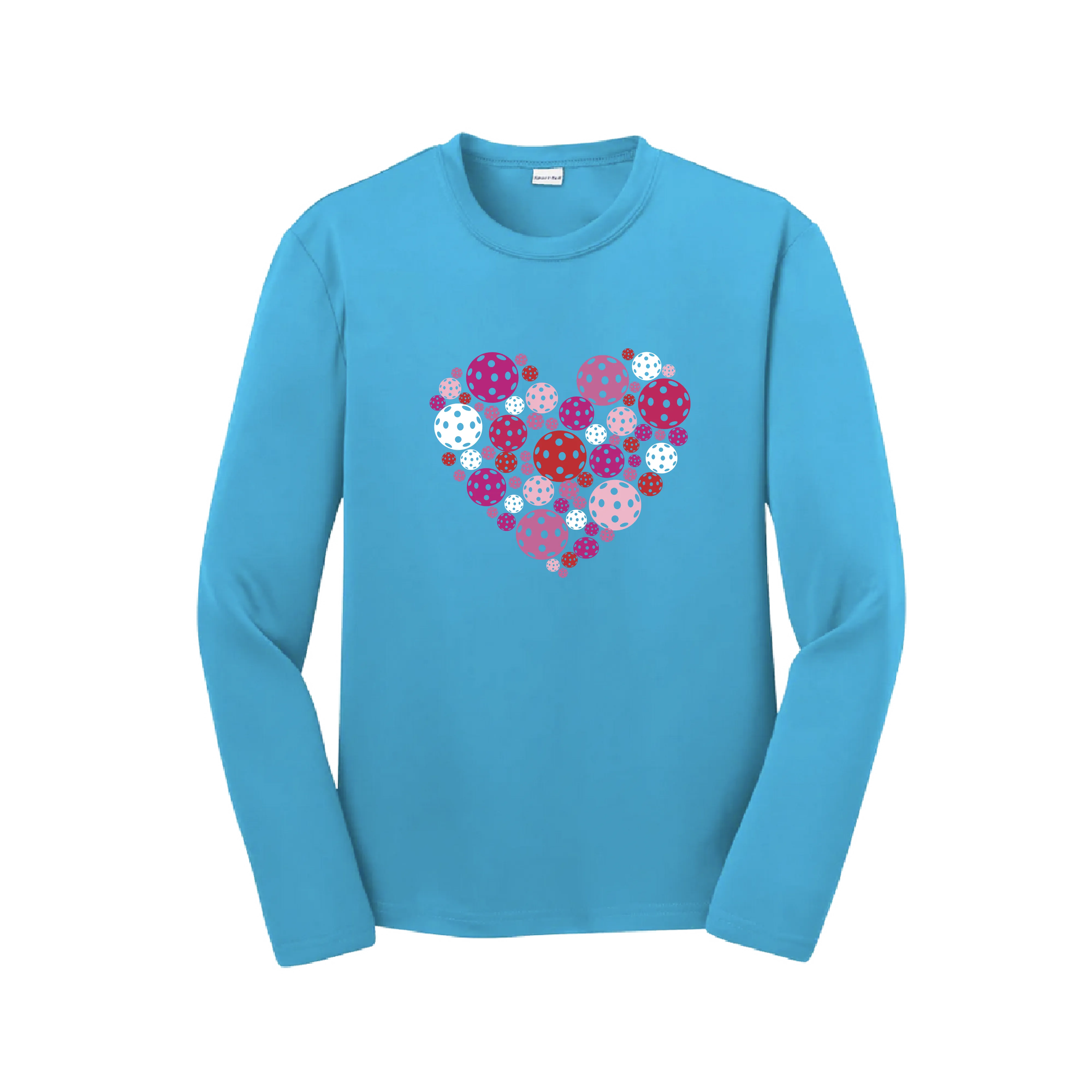 Pickleball Heart | Youth Long Sleeve Athletic Pickleball Shirt | 100% Polyester