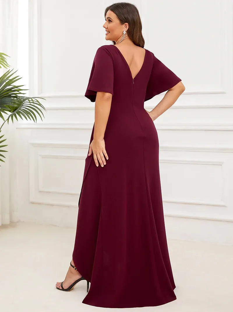 Plus Size High Low V Neck Evening Dresses