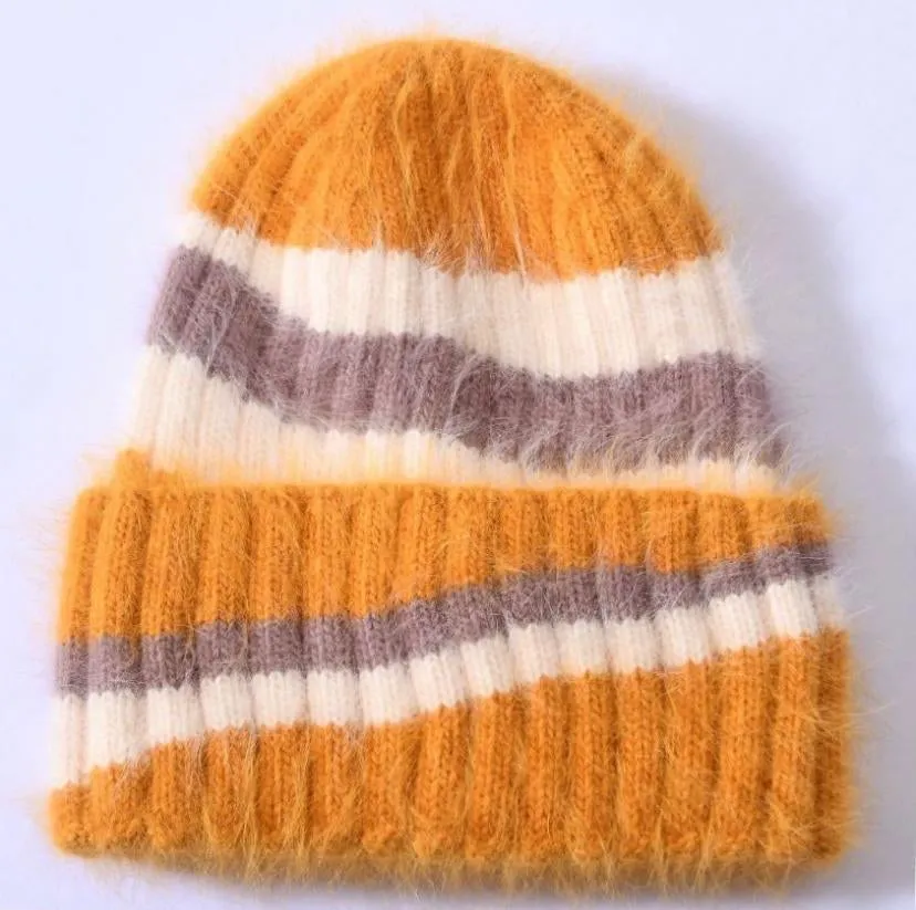 Stripe Beanie Camel