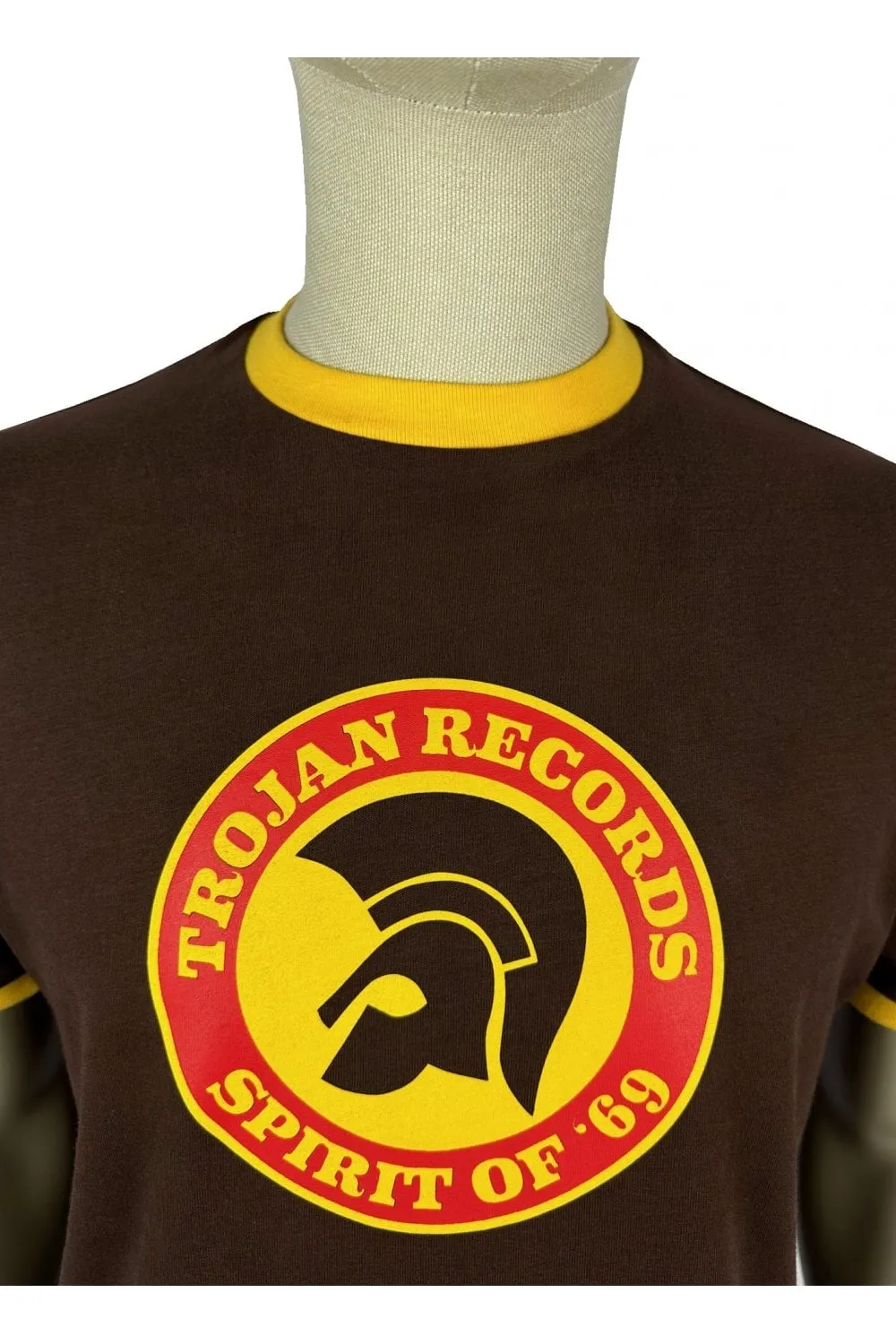 Trojan Records Men's TC1006 Spirit Of '69 Logo Tee Shirt Chocolate