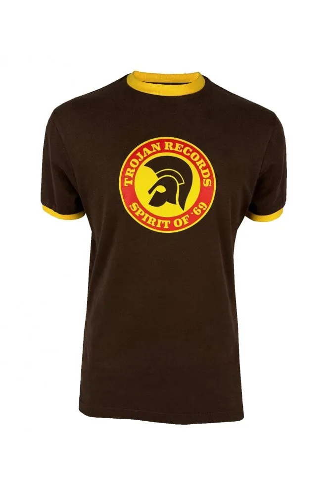 Trojan Records Men's TC1006 Spirit Of '69 Logo Tee Shirt Chocolate