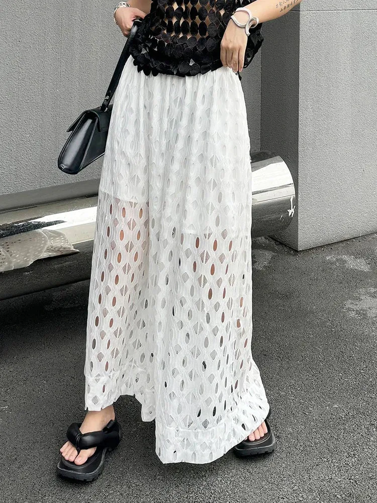 Urban Style Wide-Leg Net Trousers