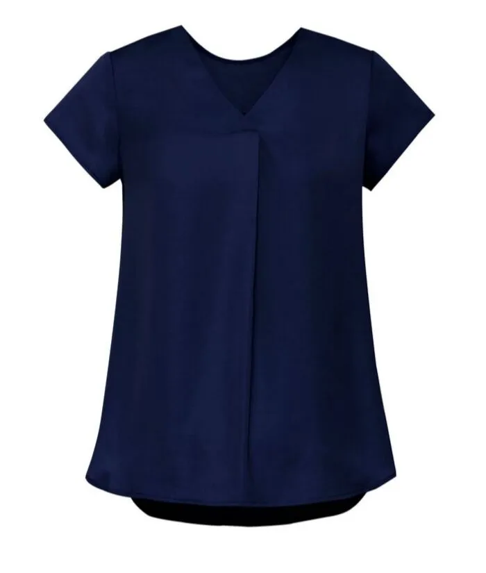 Womens Kayla V-neck Pleat Blouse