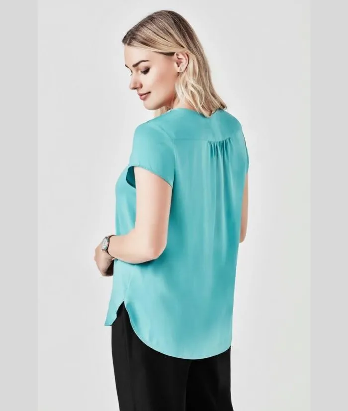 Womens Kayla V-neck Pleat Blouse