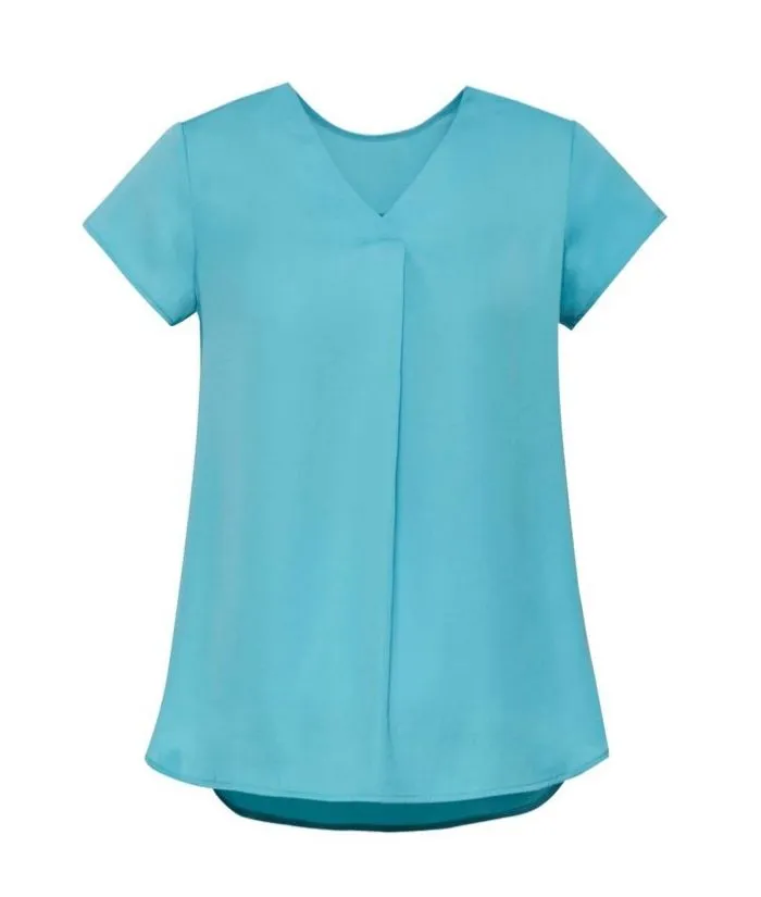 Womens Kayla V-neck Pleat Blouse