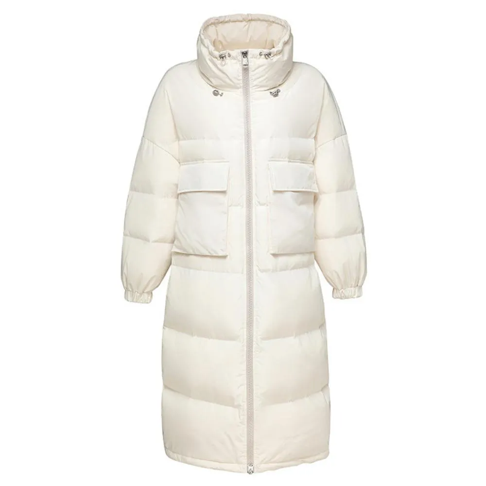 Women's Thicker Knee-length Down Jacket White